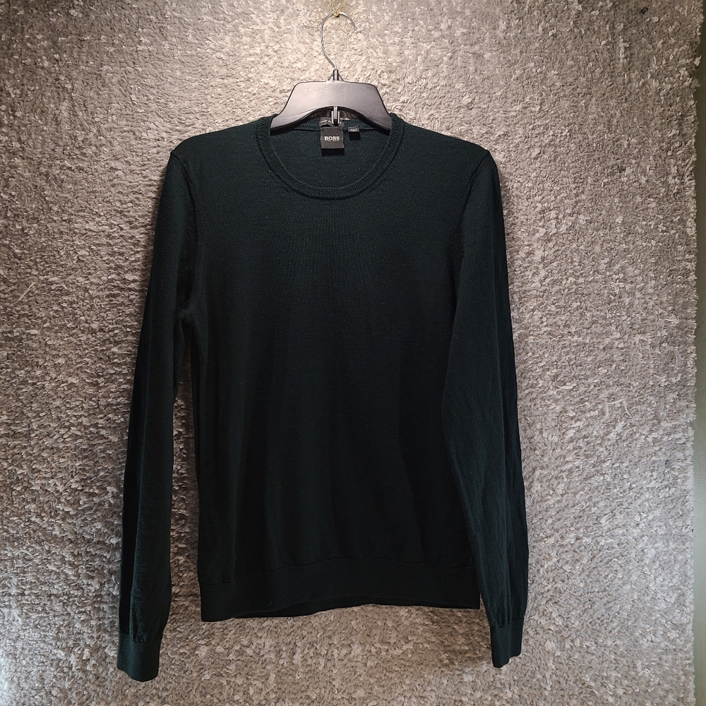 Hugo Boss Finest Italian Yarn‎ 100% Wool Green Sweater Women's Size Large
